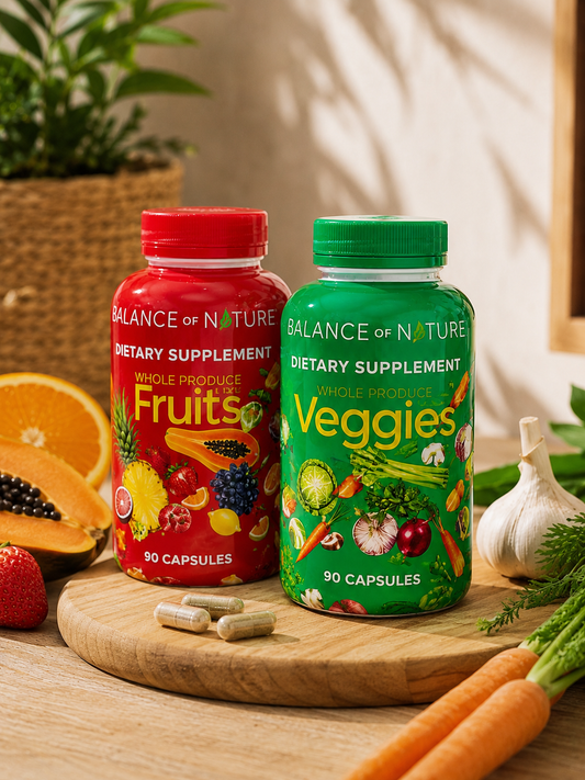 Balance of Nature Whole Produce Fruits & Veggies Dietary Supplement – 90 Capsules Each