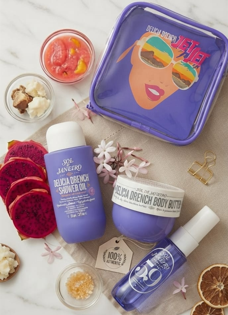 Sol de Janeiro Delícia Drench Body Care Set – Shower Oil & Body Butter Moisturizing Skincare Bundle