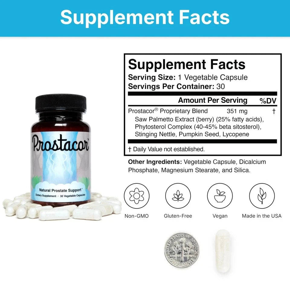 Organic Nutritional Vegetable Prostate Support Supplement 30 Capsules | Daily Men's Wellness & Prostate Health Formula