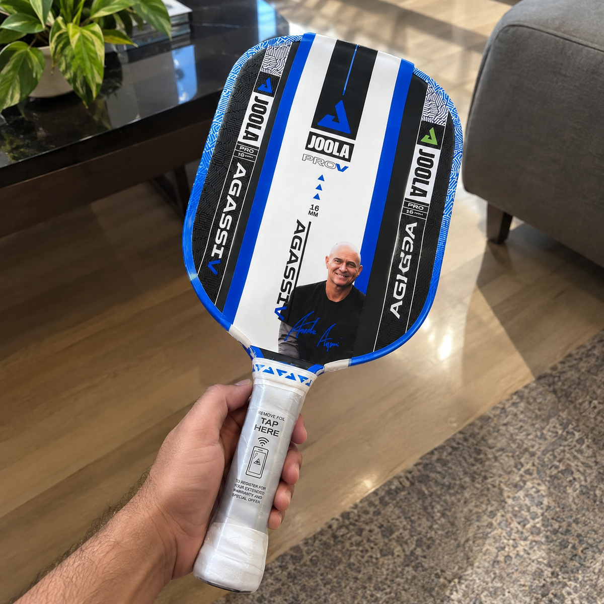 JOOLA Agassi Pro V 16mm Pickleball Paddle – Royal Blue | Andre Agassi Signature Paddle