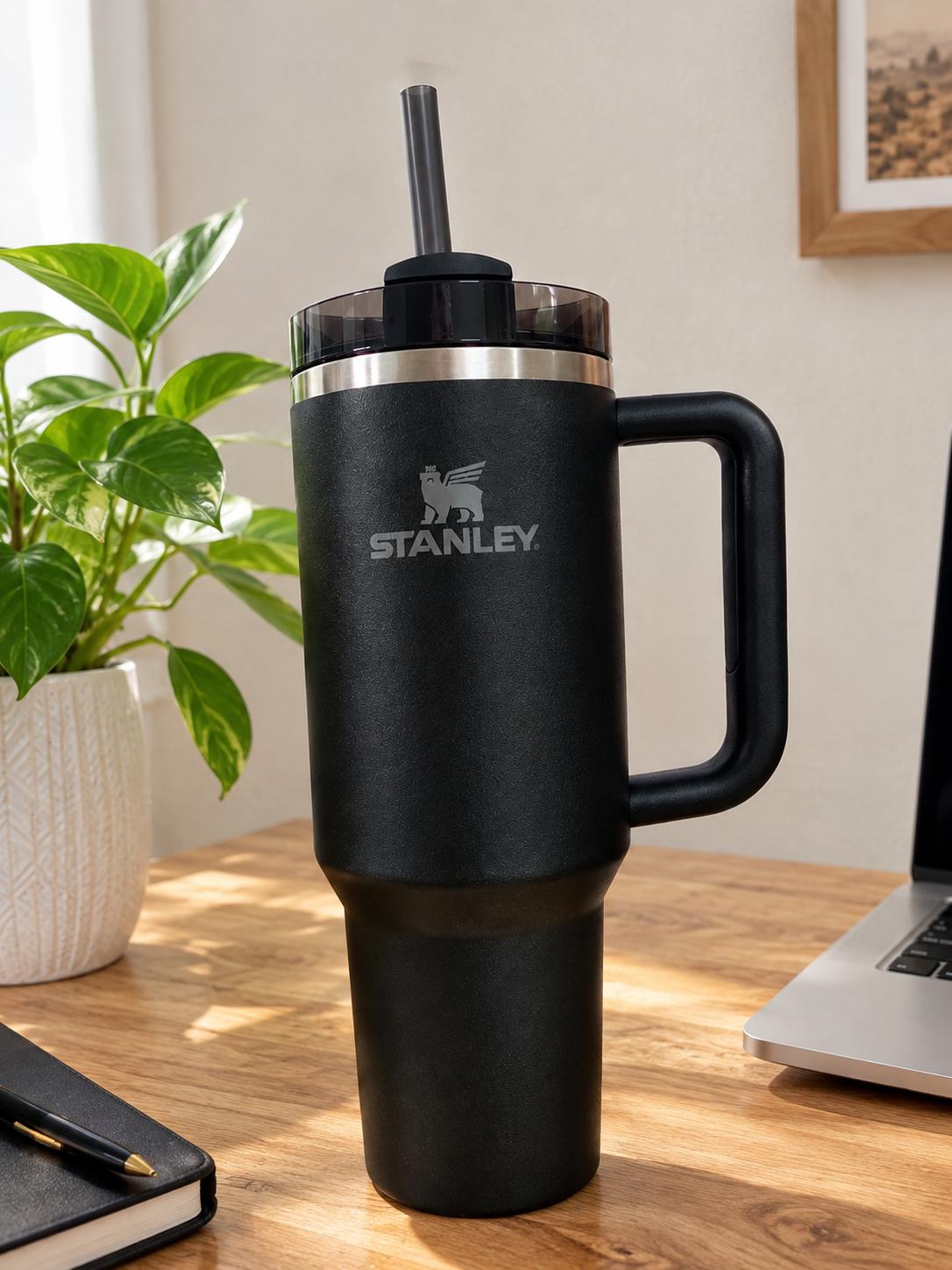 Stanley Quencher H2.0 FlowState Tumbler 40oz – Stainless Steel Insulated Travel Mug with Handle (Black)