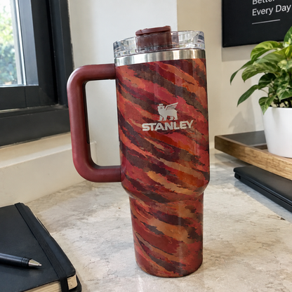 40 oz Camouflage Insulated Tumbler with Handle & Lid – Travel Cup