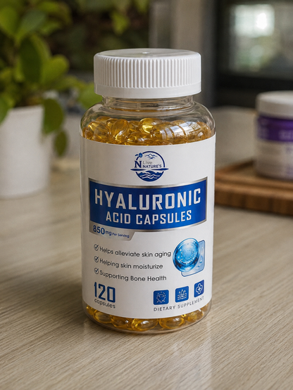 Hyaluronic Acid Capsules 850mg – 120 Capsules | Skin Moisture & Bone Health Support
