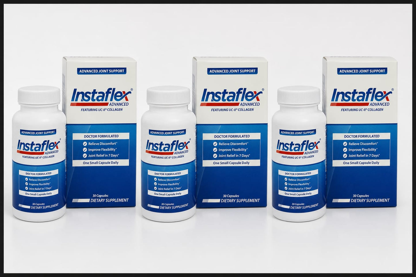 Instaflex Advanced Joint Support Supplement 30 Capsules (3 Pack) – Turmeric Extract + UC-II Collagen Formula – Joint Mobility & Flexibility Support – 90 Capsules Total