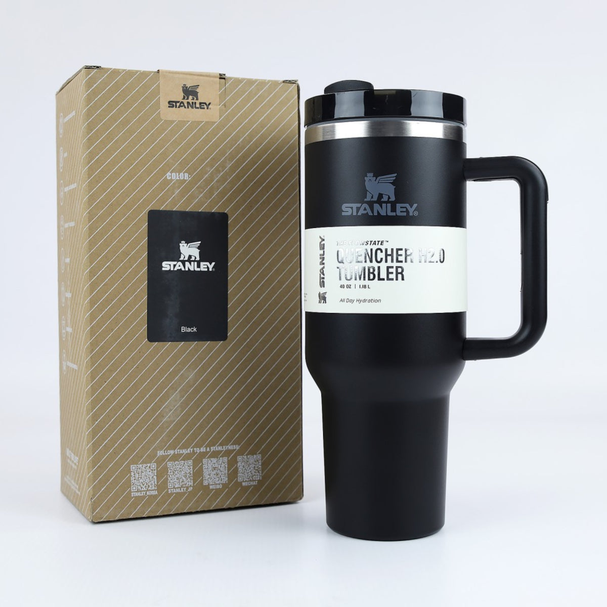 Stanley Quencher H2.0 FlowState Tumbler 40oz – Stainless Steel Insulated Travel Mug with Handle (Black)
