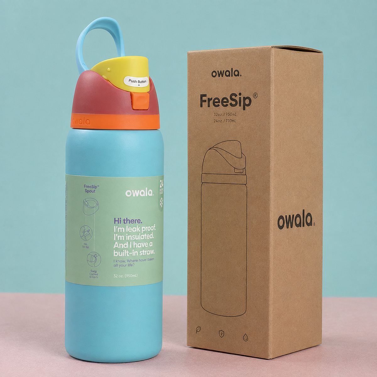 Owala FreeSip Insulated Water Bottle 32 oz – Leakproof Sports & Travel Bottle