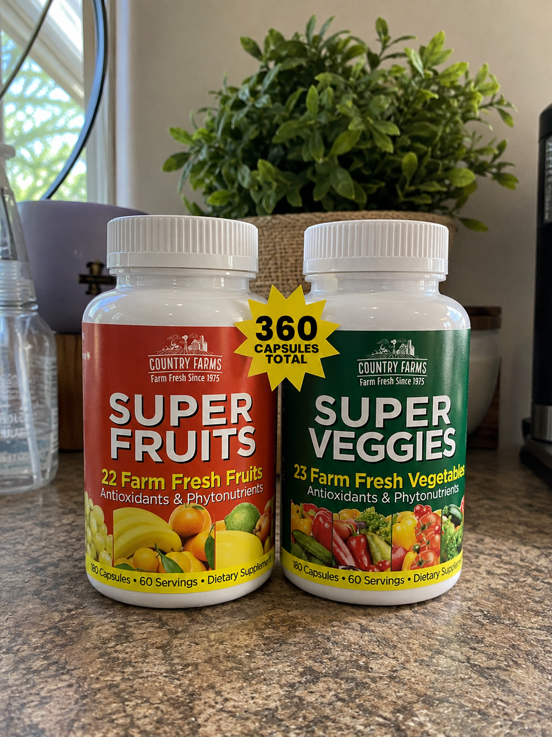 Country Farms Super Fruits & Super Veggies – 2 Pack, 180 Capsules Each