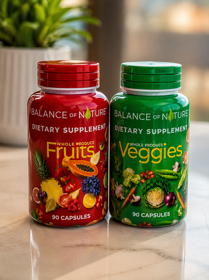 Balance of Nature Whole Produce Fruits & Veggies Dietary Supplement – 90 Capsules Each