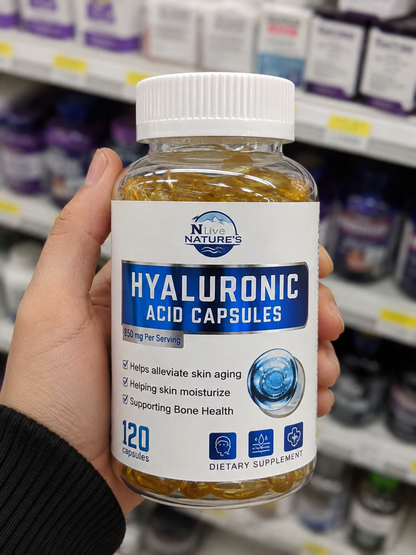 Hyaluronic Acid Capsules 850mg – 120 Capsules | Skin Moisture & Bone Health Support