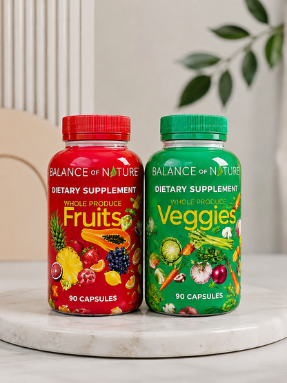 Balance of Nature Whole Produce Fruits & Veggies Dietary Supplement – 90 Capsules Each