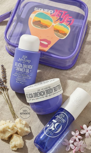 Sol de Janeiro Delícia Drench Body Care Set – Shower Oil & Body Butter Moisturizing Skincare Bundle