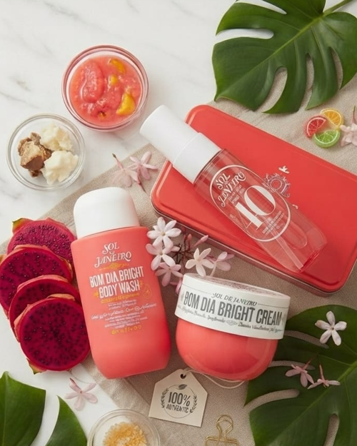 Sol de Janeiro Bom Dia Bright Body Care Set – Body Wash, Body Cream & Cheirosa 40 Perfume Mist