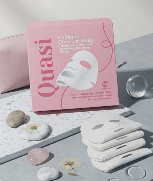 Quasi Collagen Glow Up Mask – Hydrating Facial Sheet Mask for Moisture, Firming & Radiant Skin