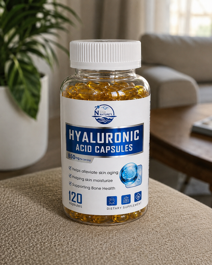 Hyaluronic Acid Capsules 850mg – 120 Capsules | Skin Moisture & Bone Health Support