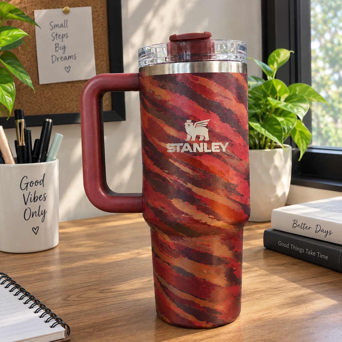 40 oz Camouflage Insulated Tumbler with Handle & Lid – Travel Cup