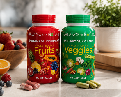 Balance of Nature Whole Produce Fruits & Veggies Dietary Supplement – 90 Capsules Each