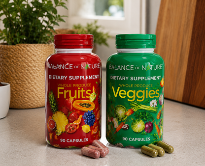 Balance of Nature Whole Produce Fruits & Veggies Dietary Supplement – 90 Capsules Each