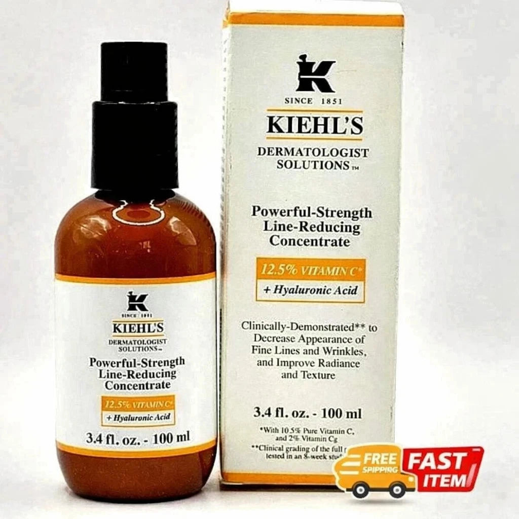 Kiehl’s Vitamin C Serum 12.5% + Hyaluronic Acid Face Serum 3.4 oz / 100ml  New Box Sealed
