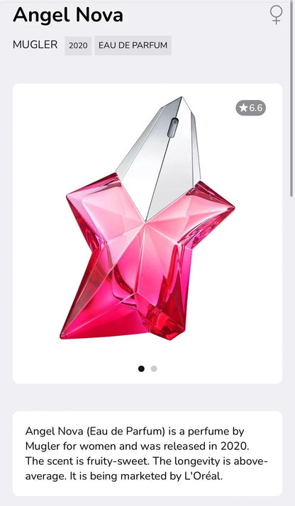 Thierry Mugler Angel Nova Eau De Parfum for Women 3.3 oz (100ml) Refillable Star Bottle | Luxury Fruity Floral Perfume | Designer Fragrance