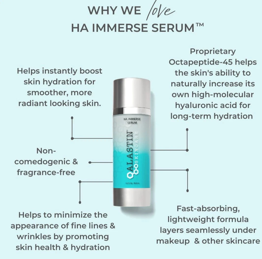 Alastin Skincare HA Immerse Serum 1.0 fl oz (29.6ml) | Advanced Hyaluronic Acid Hydrating Face Serum | Luxury Skin Care Treatment | New In Box