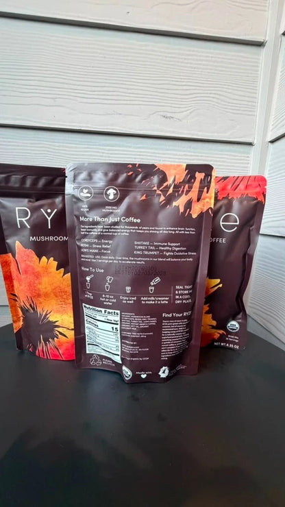 RYZE Mushroom Coffee 3 Pack | 90 Servings Total (6.35 oz Each) | Organic Adaptogenic Coffee Blend with Functional Mushrooms | Daily Energy & Focus Drink Mix